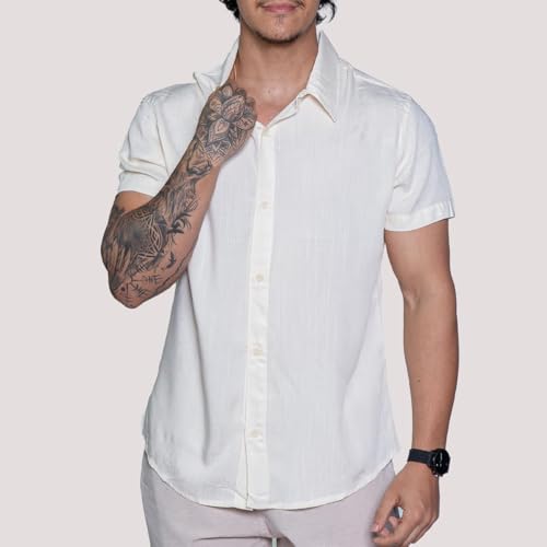 Kit 2 Blusa de linho Camisa Masculina para verão praia manga curta fresca moda (BR, Alfa, GG, Regula