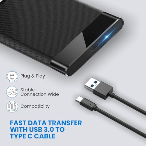Image of Dyazo 2.5 inch External Hard Drive Enclosure USB C 3.0 to Type C | Tool Free SSD /HDD Case for 7mm /9.5mm Drives with UASP Support | Hard Drive Case Compatible with WD, Seagate, Toshiba, Samsung - Black