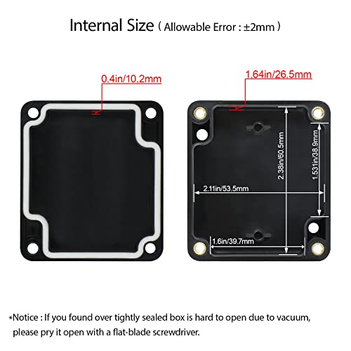 Image of Project Box IP65 Waterproof Dustproof Junction Box ABS Plastic Enclosure Box for Electronics Black Outdoor Project 2.48 inchx 2.28 inchx 1.37 inch(63 x 58 x 35 mm)(2Pcs)
