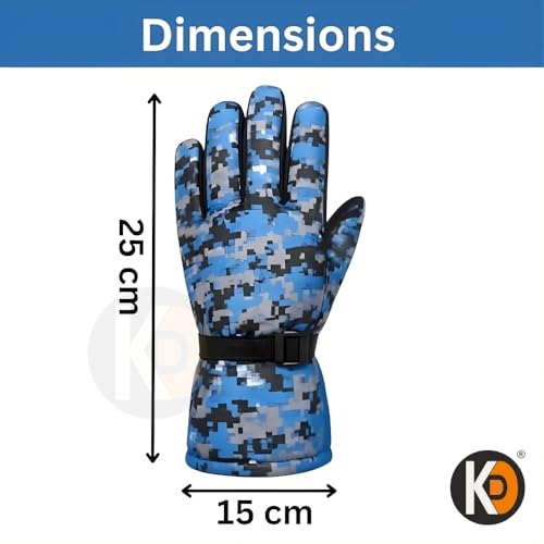 Image of K D Full Finger Winter Gloves for Men & Women with Fur Inside | Warm, Windproof, Waterproof, Scratch-Proof Thermal Gloves | Ideal for Biking, Riding & Cold Weather (Gloves Blue)