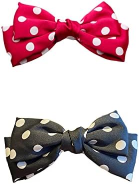 Girls Birthday Back to School Hair Bow Clips Red Black Summer Polka Dots Alligator Barrettes Kids Holiday Party Gift Accessories 6 in