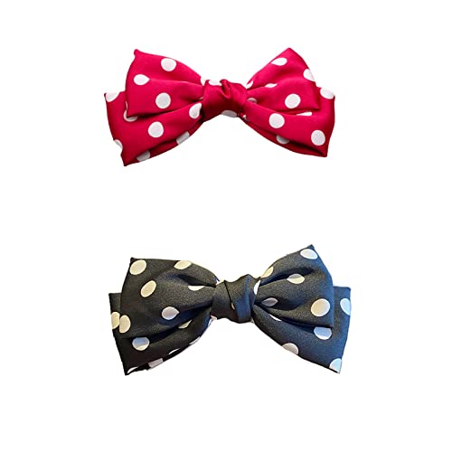 Girls Birthday Back To School Hair Bow Clips Red Black Summer Polka Dots Alligator Barrettes Kids Holiday Party Gift Accessories 6 In #TOP3