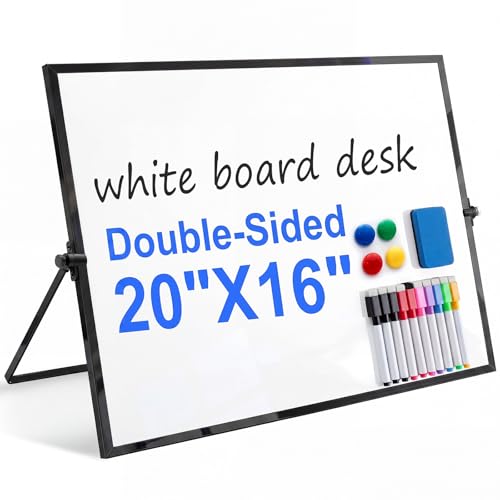 20x16 Inch Dry Erase White Board, Magnetic Double Sided with Stand, White