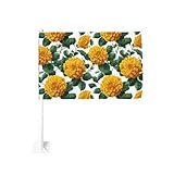 Gelbe Dahlie Blumen Auto Flagge Outdoor Fenster Clip 30 x 45 cm Doppelseitige Auto-Dekoration