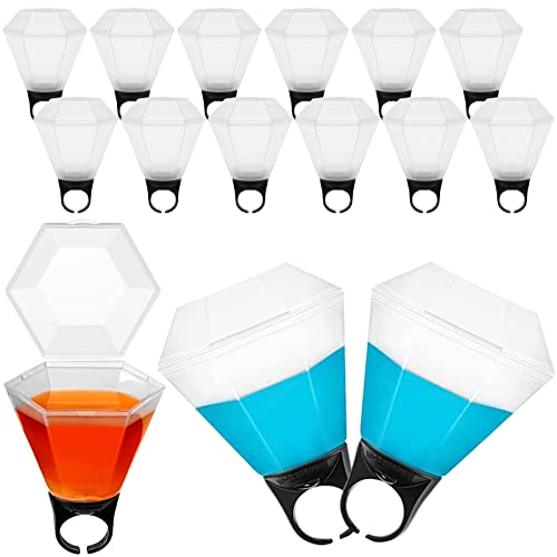 12 Pcs Plastic Wedding Ring Shot Glass Diamond Ring Plastic Shot Glasses Bachelorette Shot Glasses Finger Ring Bachelorette Cups For Wedding Party Bridal Shower Decorations Party Favors (White) #TOP4