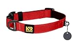 K9 Everyday Dog Collar - Adjustable, Breathable Padding, Durable Nylon Webbing, Fits Medium Dogs - Lava Red