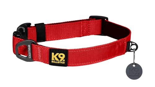 K9 Everyday Dog Collar - Adjustable, Breathable Padding, Durable Nylon Webbing, Fits Medium Dogs - Lava Red