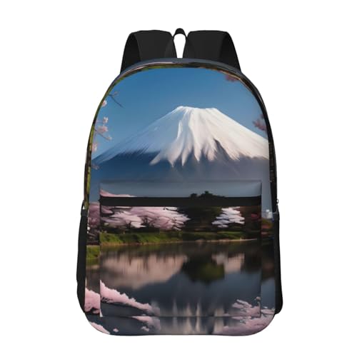 PHAYAH Mochila casual para laptop com estampa Tiger At Rest para homens e mulheres, meninos e meninas, mochila leve, Mt. Fuji no início da primavera, One Size