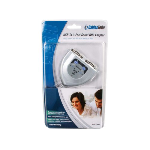C2G 26478 USB to 2-Port DB9 Serial RS232 Adapter Cable, TAA Compliant (2 Feet, 0.60 Meters)