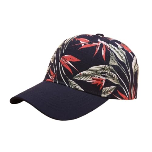 Gorra de béisbol floral rojo con visera protectora y paneles ventilados