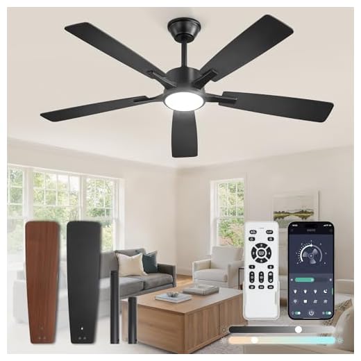 Fanbulous 52 Inch Ceiling Fans with Lights, Black, Remote & APP Control