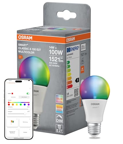 Osram SMART+ MATTER CLASSIC shapes Multicolor A-Form LED-Lampe Kunststoff Matt 14 W 1521 lm Matter Smartspeaker-Kompatibel Dimmbar Energieeffizienzklasse: F