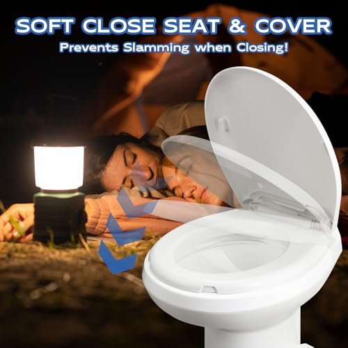 Gravity Flush RV Toilet, White, ABS Plastic with Foot Pedal Flush Mechanism, Standard Height, RV-Specific Model by Shineforu - Image 7