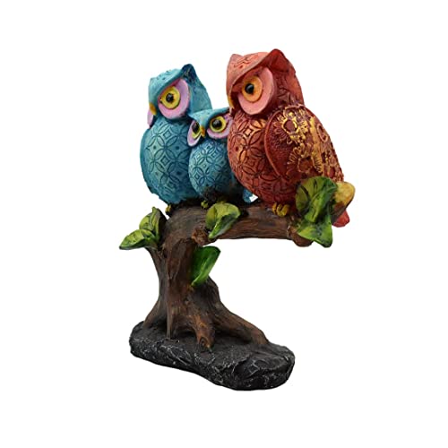 Image of PujaNPujari Owl Family Decorative Showpiece Idol Sitting On Tree for Home Decor