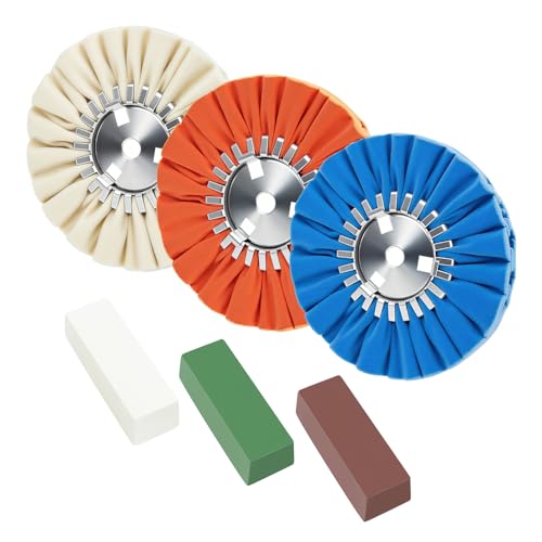 Airway buffing wheel kit for angle grinder, 8" diameter, 6 pcs