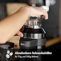 GRAEF Elektrische Kaffeemühle EliteGrindX CM8002, Bohnenbehälter 350 g & 75 g, Edelstahl-Kegelmahlwerk, 40 Mahlgrade, Kaffeemühle Siebträger, LED-Beleuchtung, Sauberes Mahlen, 128 Watt, Schwarz-Matt – Ansicht 3