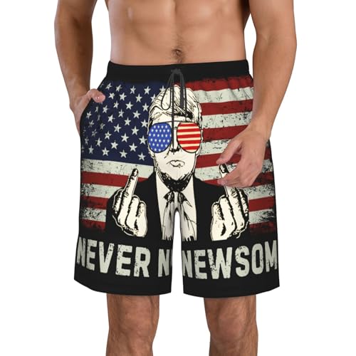 Never Newsom Swimtrunk Anti Gavin Newsom 2028 Presidential Men's Beachshorts2