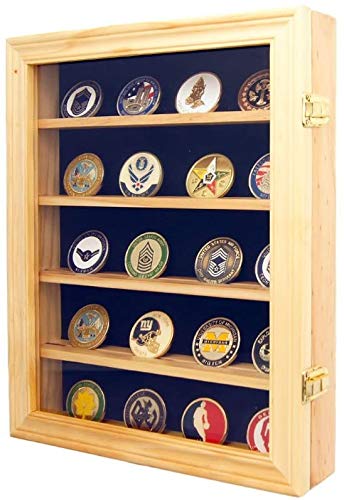 Lockable 30 Military Challenge Coin, Poker Chip, Sports Coin Display Case Cabinet, Glass Door, Coin30-OA