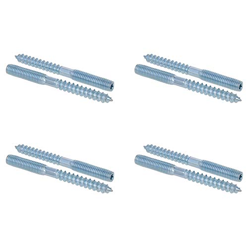 MroMax M8 x 80mm Hanger Bolts, Self Tapping Screw, 8Pcs