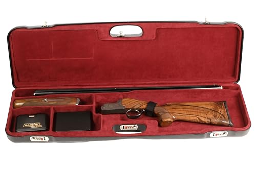 Negrini Luxury Shotgun Case - Hard Case for Over/Under, Un-Single, or Top-Single Shotgun - Fits 1 Shotgun, Up to 34&rdquo; Barrels - Airline Approved, TSA Locks - Made in Italy - Black/Bordeaux