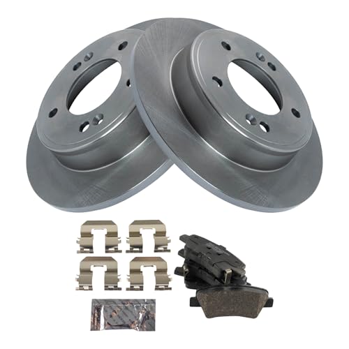 Image of TRQ Rear Brake Pad and Rotor Set Ceramic Compatible with 2016-2017 Hyundai Veloster 2017-2020 Elantra GT 2017-2018 Kia Forte Forte5 2017-2019 Soul