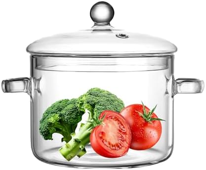 ZJRDYYK Clear Glass Simmer Pot With Lid – 2.3L (78 Oz) Borosilicate Stovetop Pot For Cooking & Potpourri