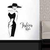 Mode dame modèle autocollant mural fenêtre décalcomanie pour boutique de vêtements mode femme avec robe noire peintures murales auto-adhésives A3 42x56 cm
