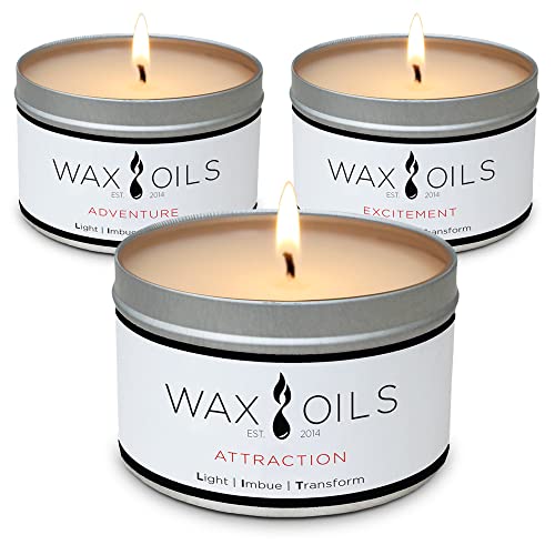 Scented Candles - Attraction, Adventure & Excitement (Pack of 3) Soy Wax Aromatherapy, 8oz
