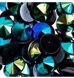200pcs John Bead 14mm Fuchisa Acrylic Rivoli Flat Back AB Rhinestones Crystal Faceted Gems for Crafts, Nail Art, Jewelry, Scrapbooking & DIY Decorations