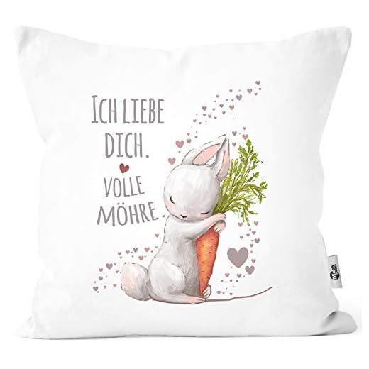 MoonWorks® Kissenbezug Liebesgeschenk Ich Liebe Dich volle Möhre Hase mit Karotte weiß Unisize