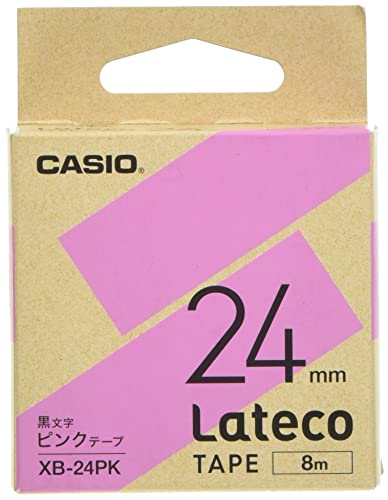 カシオ ラベルライター ラテコ 詰め替え用テープ ピンクに黒文字 24mm XB-24PK