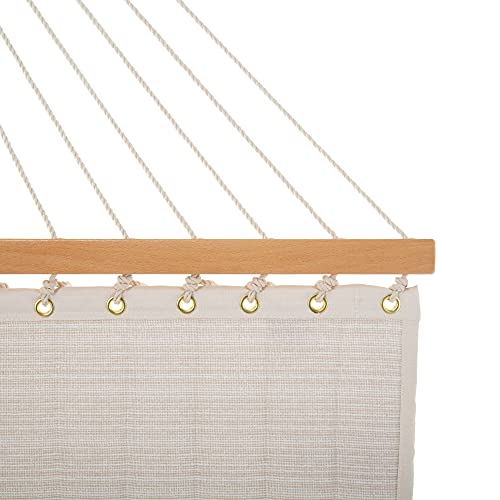 Castaway Living Large 11.5 Ft Natural Solid Polyester Quilted Hammock With Pillow, Storage Bag, Extension Chains & Tree Hooks Included, 350 Pound Weight Capacity, Perfect For Any Outdoor Space #TOP2