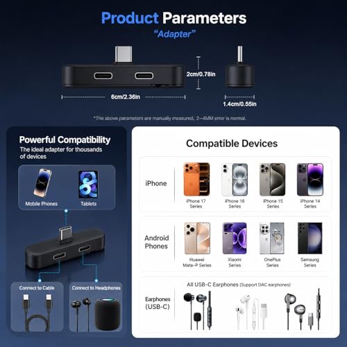 Image of ZORBES 2-in-1 Type C Headphone Audio Adapter with Phone Stand OTG | Dual Port Design for Type C Headphones, Audio and Charging Access, OTG Support, Folding Stand for Travel Use