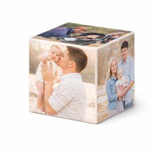Personalized Wooden Photo Cube – Custom Picture Cube with 6