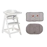roba laufgitter 'adam & eule' 0241w s148 FLEXIBLER UND MITWACHSENDER TREPPENHOCHSTUHL. Sitz- und Fußplatte des Kinderhochstuhls lassen sich für eine ergonomisch richtige Sitzeinstellung in Höhe und Tiefe verstellen.