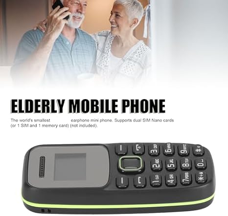 Unlocked 2G GSM Mini Phone for Seniors, Small Mobile with 0.66 Screen, Dual SIM, Large Buttons, Bluetooth & Multi Language Support (350mAh) (Black)
