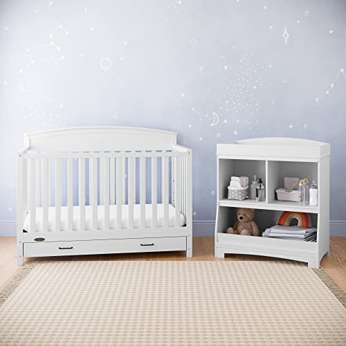 Graco Benton 5-in-1 Convertible Crib with Drawer (White) - Converts from Baby Crib to Toddler Bed, Daybed and Full-Size Bed, Fits Standard Full-Size Crib Mattress, Adjustable Mattress Support Base