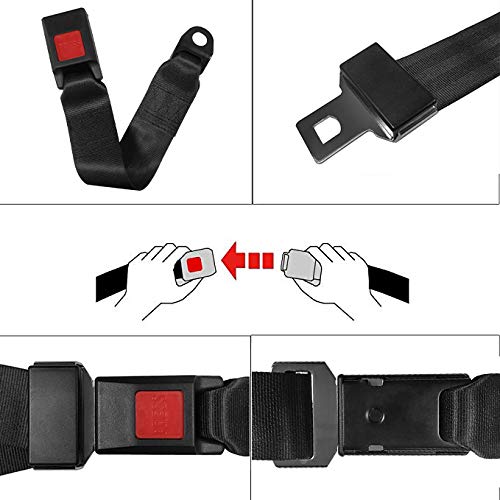 Moheen Universal Lap Seat Belt 2 Point Adjustable Safety Harness Kit For Go Kart, Club Golf Cart 2 Pack In Black (54-Inch With Installation Screws) #TOP2