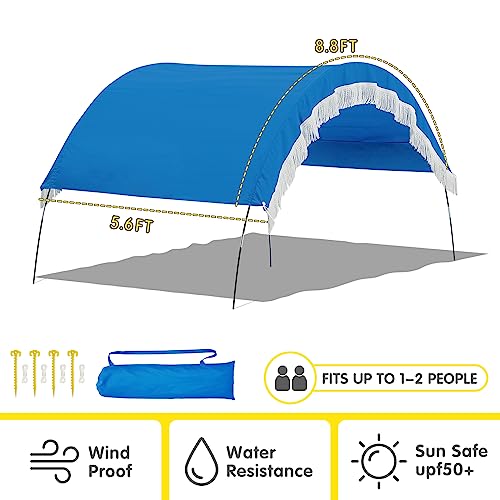 Magiea Beach Sun Shade Canopy UV50+, Beach Tent Pop Up Shade with Portable Bag, Ground Pegs, Stability Poles, 5×7FT Beach Shade Canopy Wind Sail Waterproof Beach Tent Sun Shelter Set up in 5 Minutes…