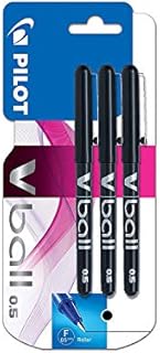 Pilot VBall 5 Rollerball Pen-Black (Pack of 3)