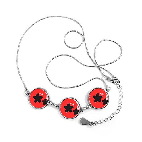 Pendentif Sakura résumé de style peinture au pinceau avec chaîne fine pour amateurs d'art épuré