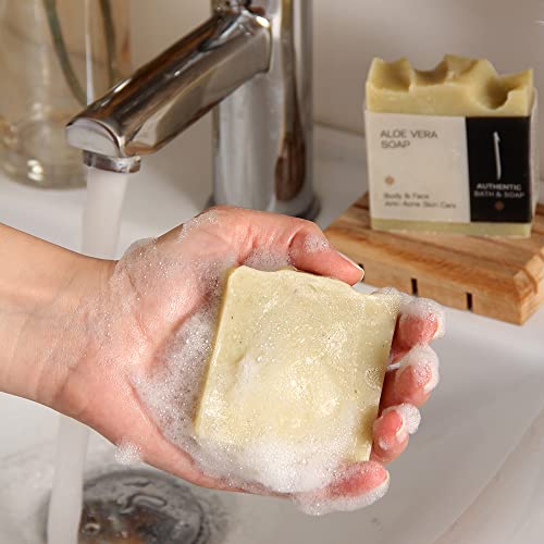 Authentic Bath & Soap Cold Processed Aloe Vera Bar Soap For Men & Women. No Sulfates Or Paraben, Cruelty Free, Vegan. Hydrating, And Refreshing Face & Body Wash. 3.5 Oz Each (Pack Of 2) #TOP3