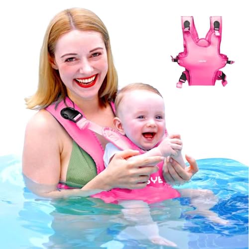 Image of Baby Carrier, Dual-Use Adjustable Baby Sling Support Infant Chest Holder with Drawstring Backpack for Newborn to Toddler 13-33 lbs Swimming Pool Beach Land (Pink)