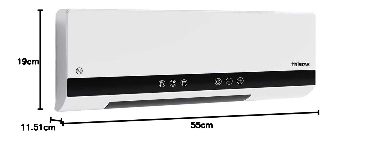 Tristar radiateur mural en céramique PTC KA-5216-2 puissances de chauffe - Minuterie et programmes hebdomadaires - Fonction ventilateur - Télécommande incluse - Pour pièces juqu'à 20 m² - 2 000 W