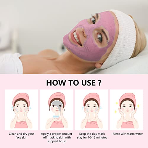 Clay Mask, Strawberry Face Mask With Kaolin Clay Aloe Vera, Pink Clay Mask For Acne, Face Mask Skin Care For Dark Spots Blackhead Removermask Clay Mask For Acne Pores, Facial Mask Beauty-4.2Oz #TOP6