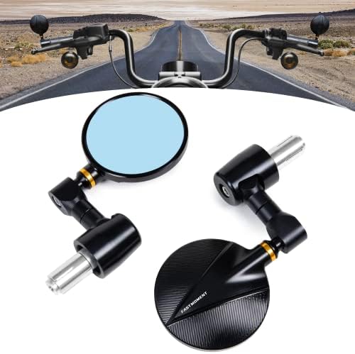 FASTMOMENT Motorcycle Bar End Mirrors 7/8" (22MM) Universal Round Motorcycle Handle Bar Side Mirrors Compatible with Most Motorcycle Street Bike Cruiser