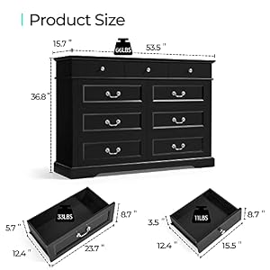 LINSY HOME Farmhouse 9 Drawers Dresser Chests for Bedroom, Wood Dresser Wide Chest of Drawers, Storage Dressers Organizer for Bedroom, Living Room,Hallway, SGS Certified LINSY HOME Farmhouse 9 Drawers Dresser Chests for Bedroom Wood Dresser Wide Chest of Drawers Storage Dressers Organizer for Bedroom Living RoomHallway SGS Certified