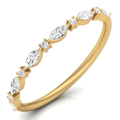 Round Cut Moissanite Wedding Band, Anniversary Promise Ring For Women, 925 Sterling Silver & Gold Engagement Band For Her Christmas2