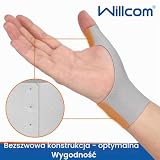Willcom Elastyczna szyna nadgarstkowa na kciuk, rękaw uciskowy dla kobiet i mężczyzn - 2 sztuki, miękka tkanina, rękawica na kciuk, wyściółka do łagodzenia bólu przy lekkim zapaleniu stawów, protektor
