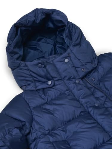 Image of Woods Women's Blue Solid Regular Fit Puffer Lightweight Quilted Winter with Detachable Hood, Full Sleeve Zip Closure & Front Pockets, Casual Outerwear for Cold Weather
